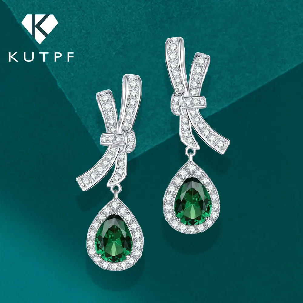 

Женские серьги-подвески из серебра 100% пробы, с изумрудом