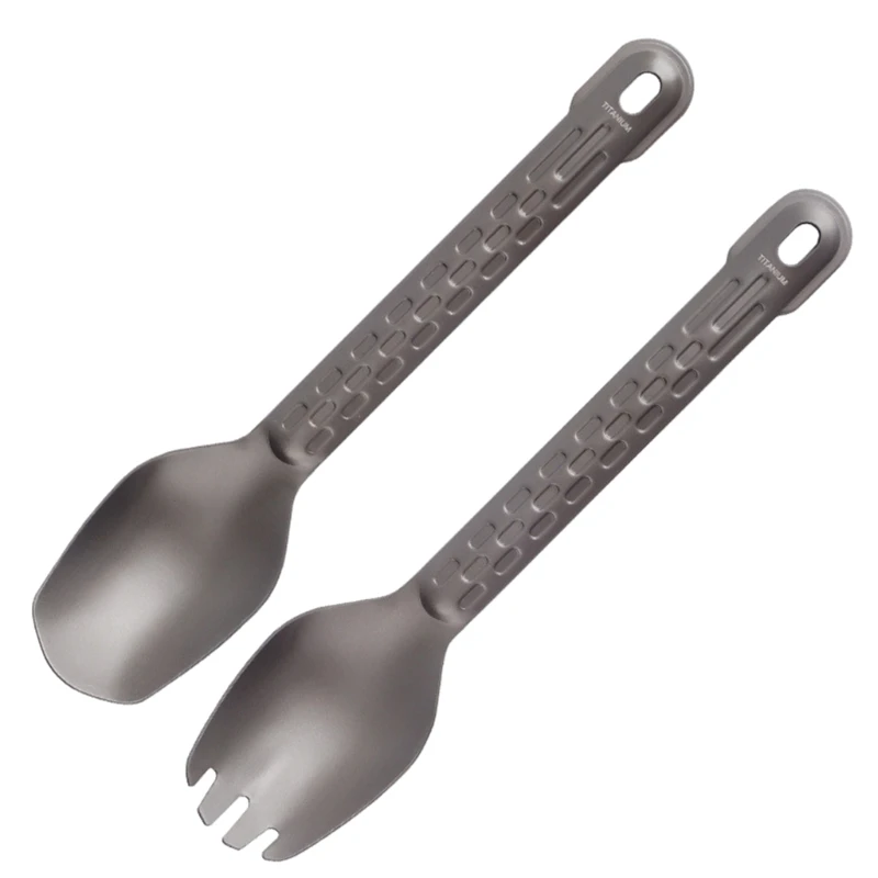 

918E Pure Titanium Spoon Fork Cutlery Lightweight Camping Utensil Outdoor Picnic Tableware for Hiking