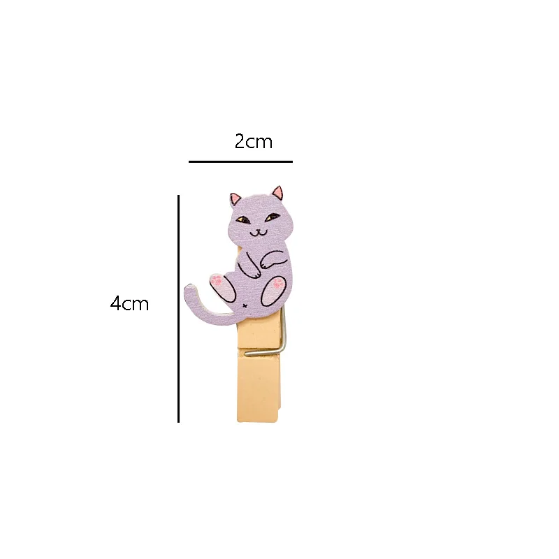 10pcs/lot Lovely Colorful Long Tail Cat  Wooden Photo Paper Clips Peg Pin Craft Postcard Clips Home Wedding Decoration images - 6