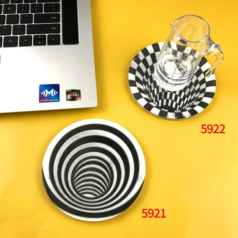 

3D Trap Coaster Drop Glue Mold DIY Round Spiral Coaster Coffee Pad Tea Coaster Silicone Mold