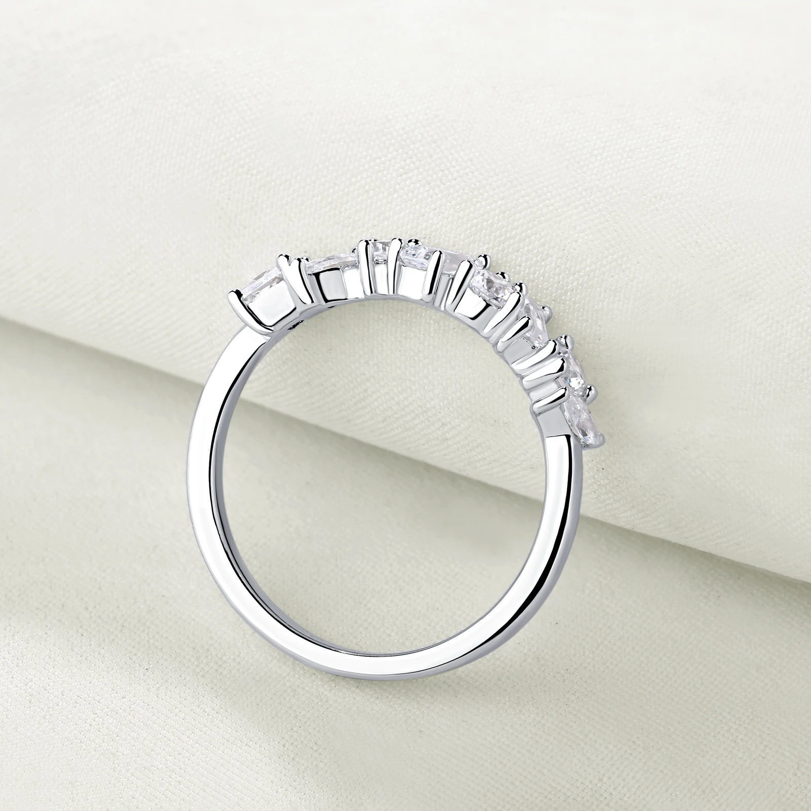 Newshe 925 Sterling Silver Irregular White AAAAA Cubic Zirconia Wedding Engagement Ring For Women Personality Jewelry Gift | Украшения и