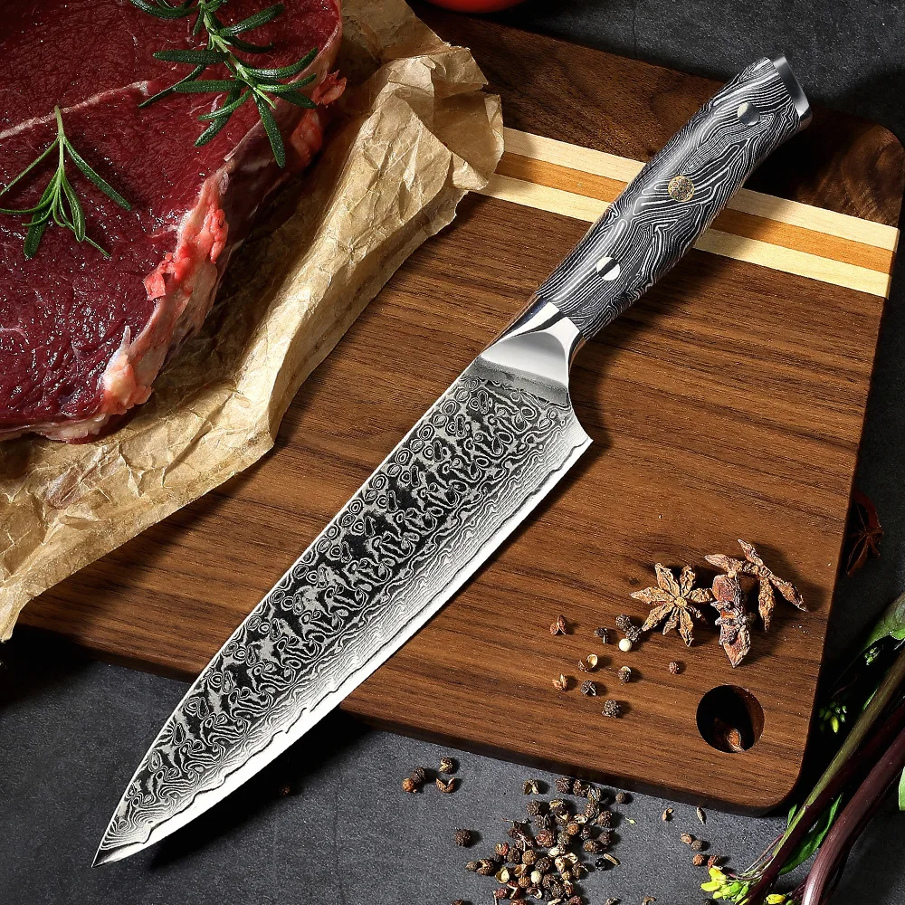 

Damascus steel fish bone sushi cooking knife kitchen sashimi beef knife fruit knife western style chef knife