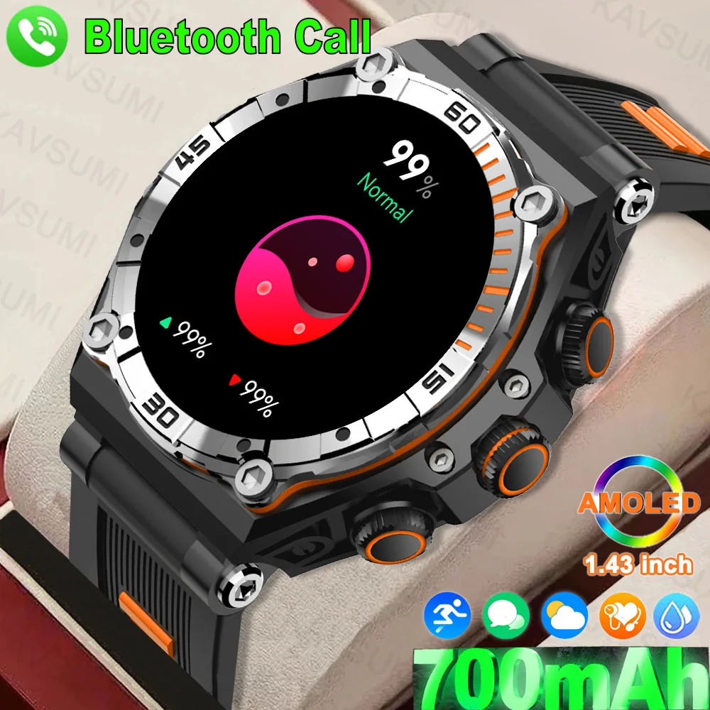 

2023New Dual Bluetooth Chip Call Men Smart Watch 1.43Inch AMOLED Screen Heart Rate Blood pressure Monitor Women Sport Smartwatch