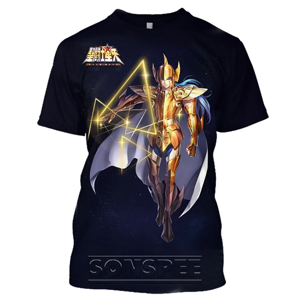 Футболка Saint Seiya футболки с аниме рисунком Camisetas манги Мужская одежда летняя