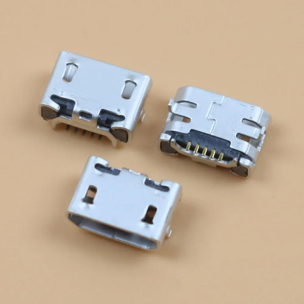 Фото 10-100 шт. разъем Micro mini USB, 5-контактный разъем, гнездовой разъем 7,6 мм, бычий рожок, плоский порт, тип для зарядки мобильного телефона, хвостовой порт №2