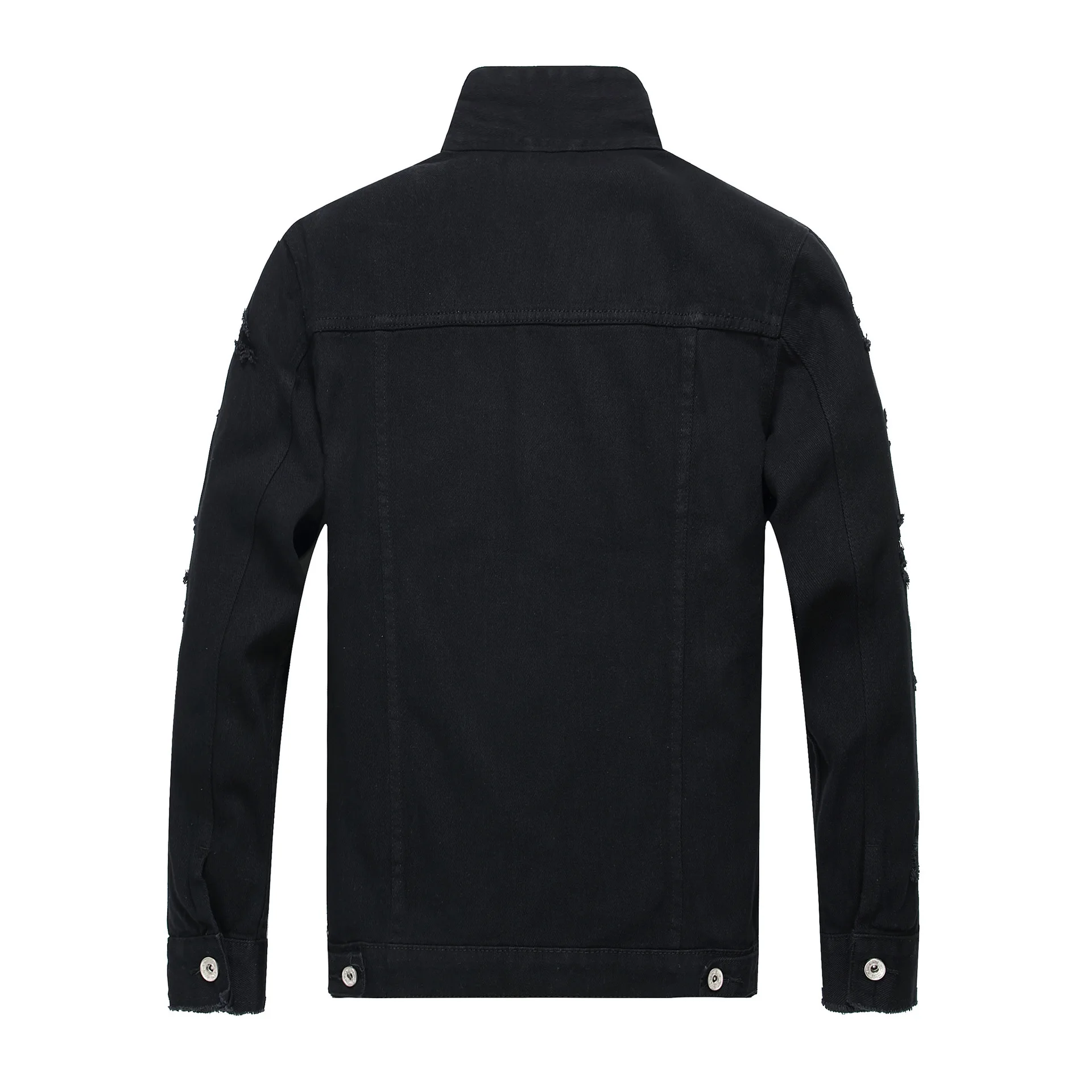 Джинсовые куртки мужские с воротником-стойкой модные рваные джинсовые пальто в