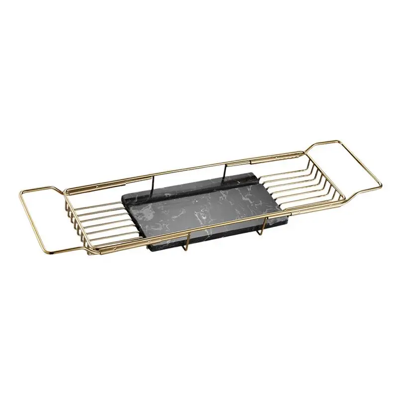 

Wire Bathtub Caddy Tray Metal Over The Tub Bath Organizer Shower Organizer With Marble Board Bathroom Accessories For Razors