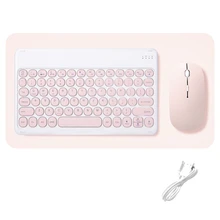 For IPad Keyboard and Mouse Combos Set Retro Round Wireless Bluetooth-compatible Keyboard for IOS Android Windows Phone Tablet