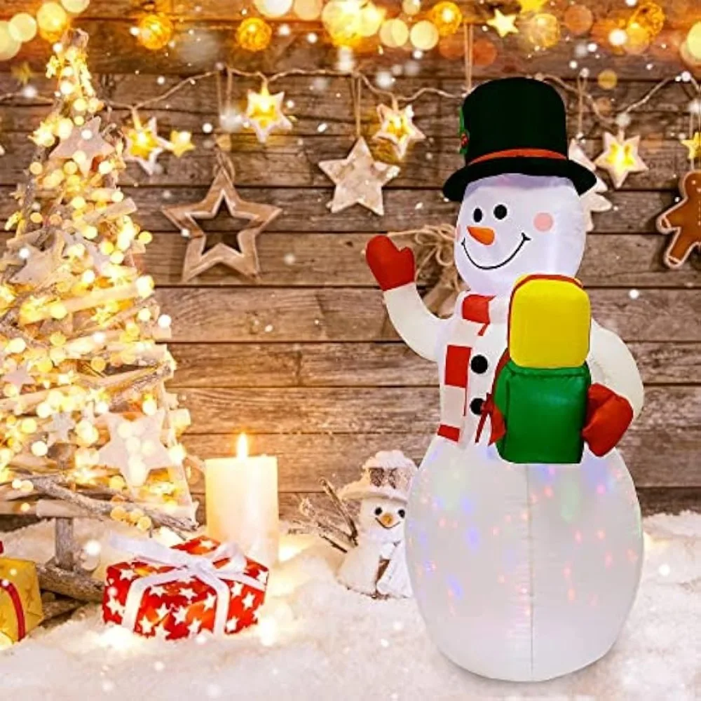 

Christmas Inflatable Snowman with Built in LED Lights, Lighted Blow Up White Snowman, Indoor / Outdoor Xmas Holiday Decor Lawn