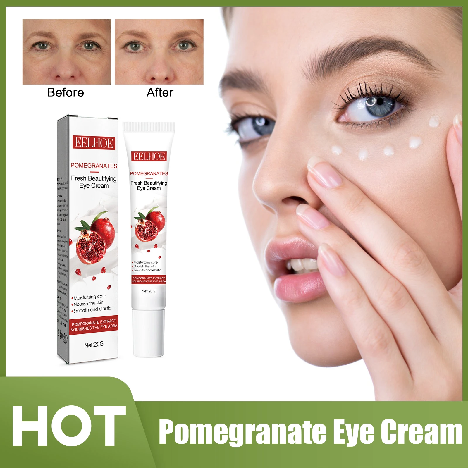 

Pomegranate Eye Cream Lightening Fine Lines Remove Dark Circles Eye Bags Anti Puffiness Anti-aging Brightening Firming Eye Cream