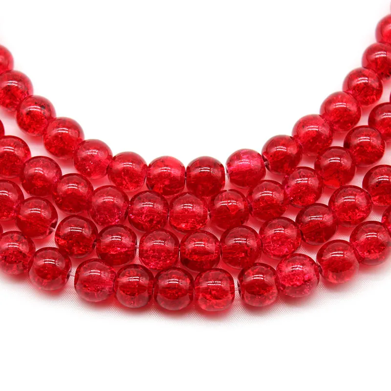 

Natural Red Cracked Quartz Crystal Glass Stone Beads Round Spacer Loose Beads For Jewelry Bracelets Making DIY Necklace 15"