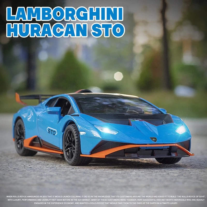 

Имитация Lamborghini Hurricane STO гоночная модель литая Игрушечная машина металлическая модель автомобиля коллекционные украшения подарок для детей...