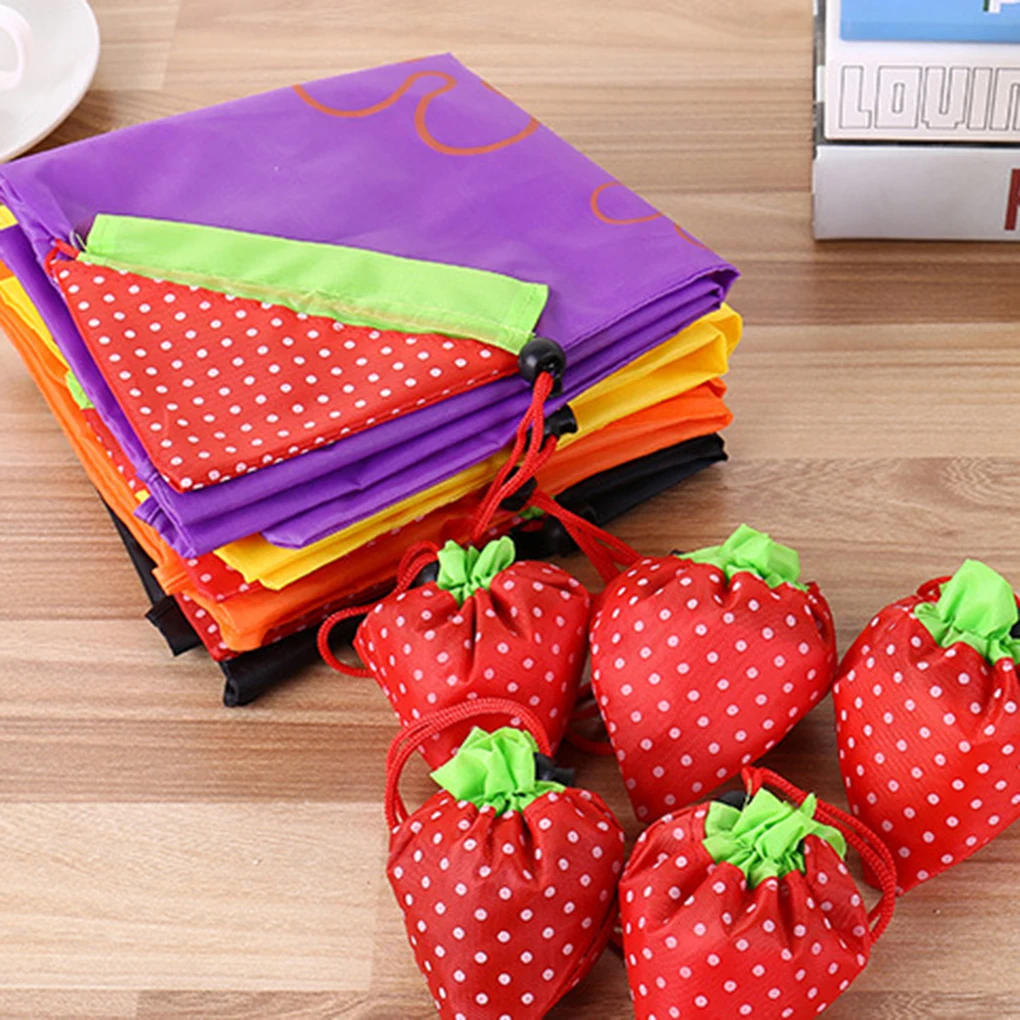 

Strawberry Shape Shopping Bag Portable Shopping Bag Strawberry Folding Reusable Compact Eco Recycling Use Shopping Bag