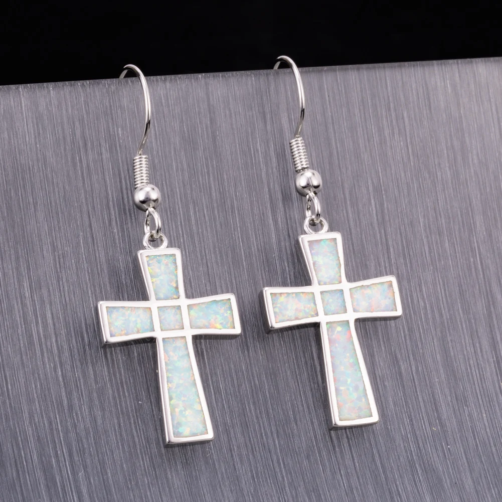 KONGMOON латинский крест белый огненный опал ювелирные изделия для женщин висячие