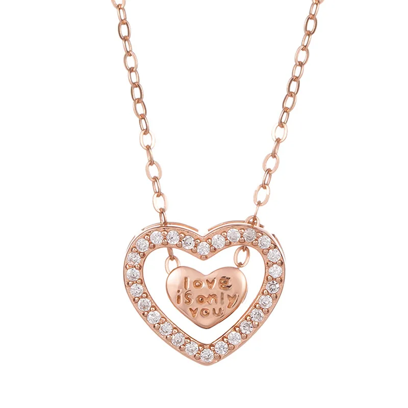 

Jewelry Singapore simple niche heart matching necklace women's S925 silver pendant fashion versatile collarbone chain