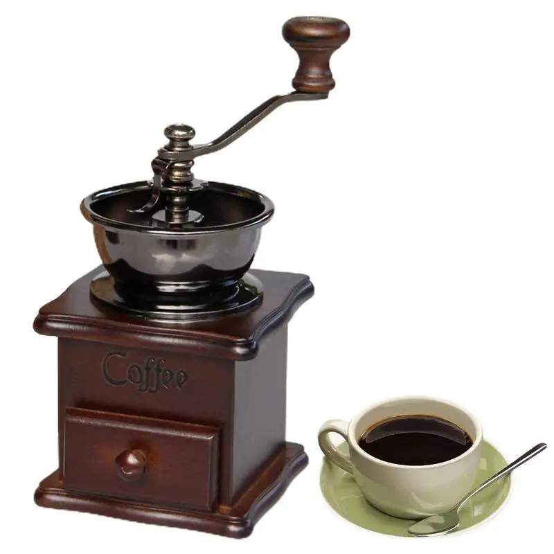 

Ручная кофемолка, Деревянная Ручная мельница для приготовления кофе в античном стиле