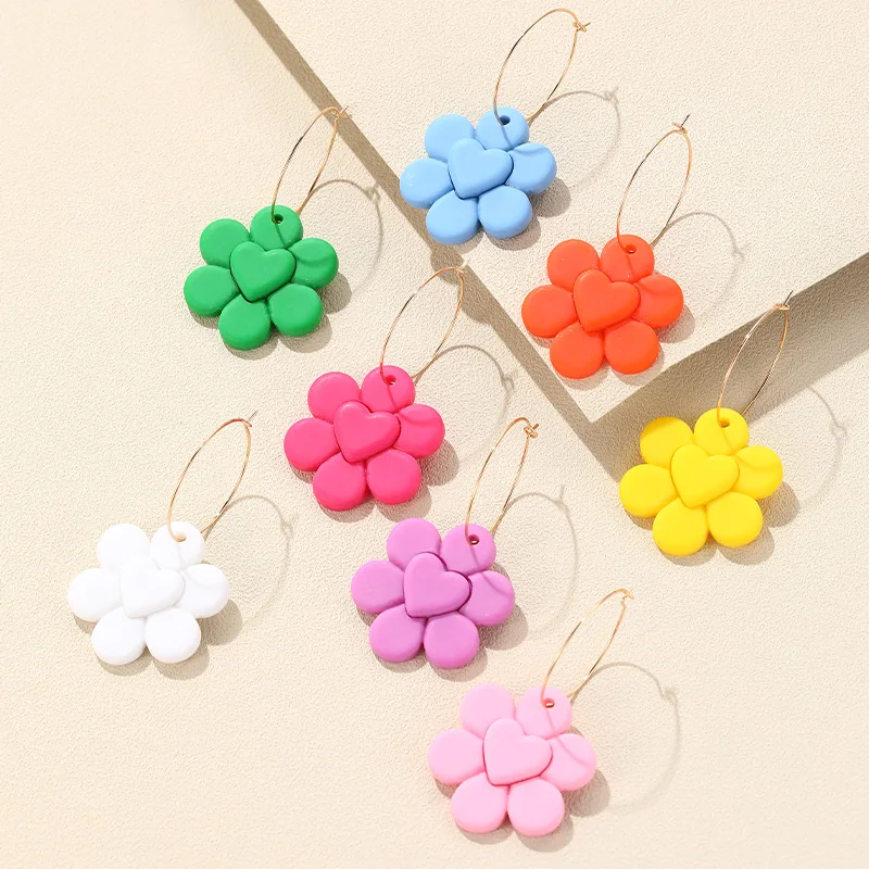

Korean Fashion Colorful Flowers Hanging Earrings for Women Girls Long Resin Cute Sweet Dangle Earrings Party Jewelry Brinkos