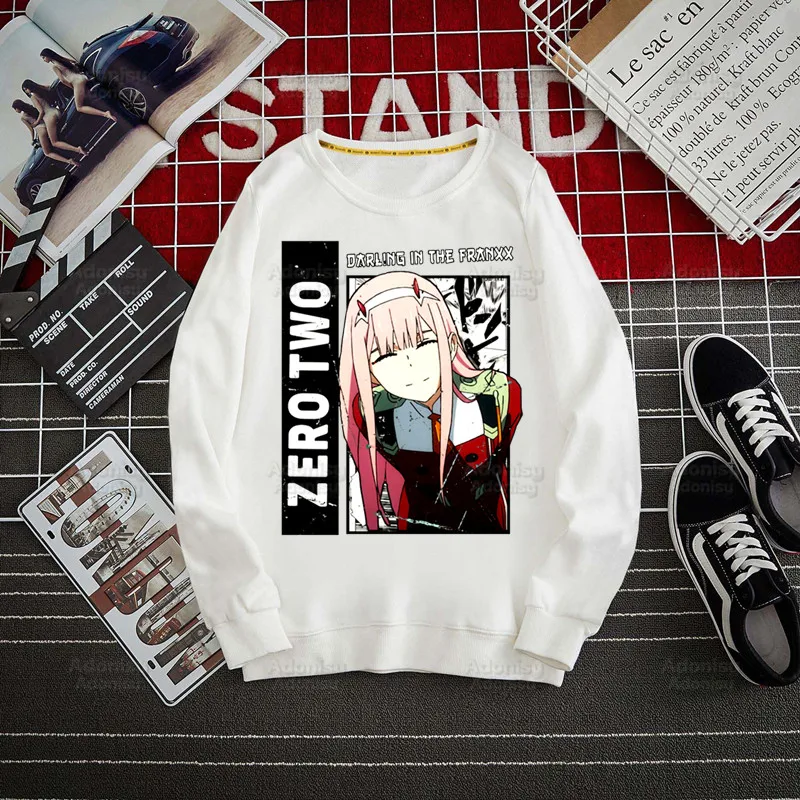 

ZERO TWO Men's Hoodies Spring Autumn Male Casual Sweatshirts Men's Darling in the Franxx Anime White Hoodies Sweatshirt Tops
