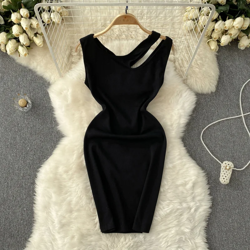 

Осенне-зимнее новое черное сексуальное облегающее тонкое трикотажное платье с V-образным вырезом
