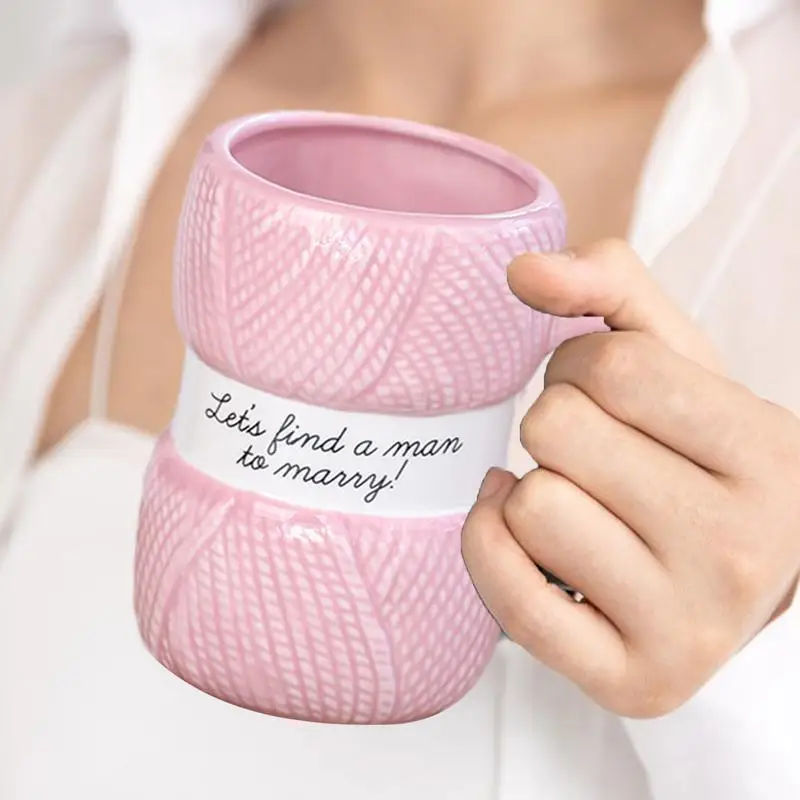 Кофейная кружка в форме пряжи новинка керамическая для вязания крючком питьевой