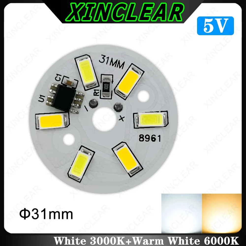 

High Quality 3W 5V LED Light Board Warm White Diameter 31mm Direct Plug USB Lamp Bead Light Source Board For DIY Spotlight