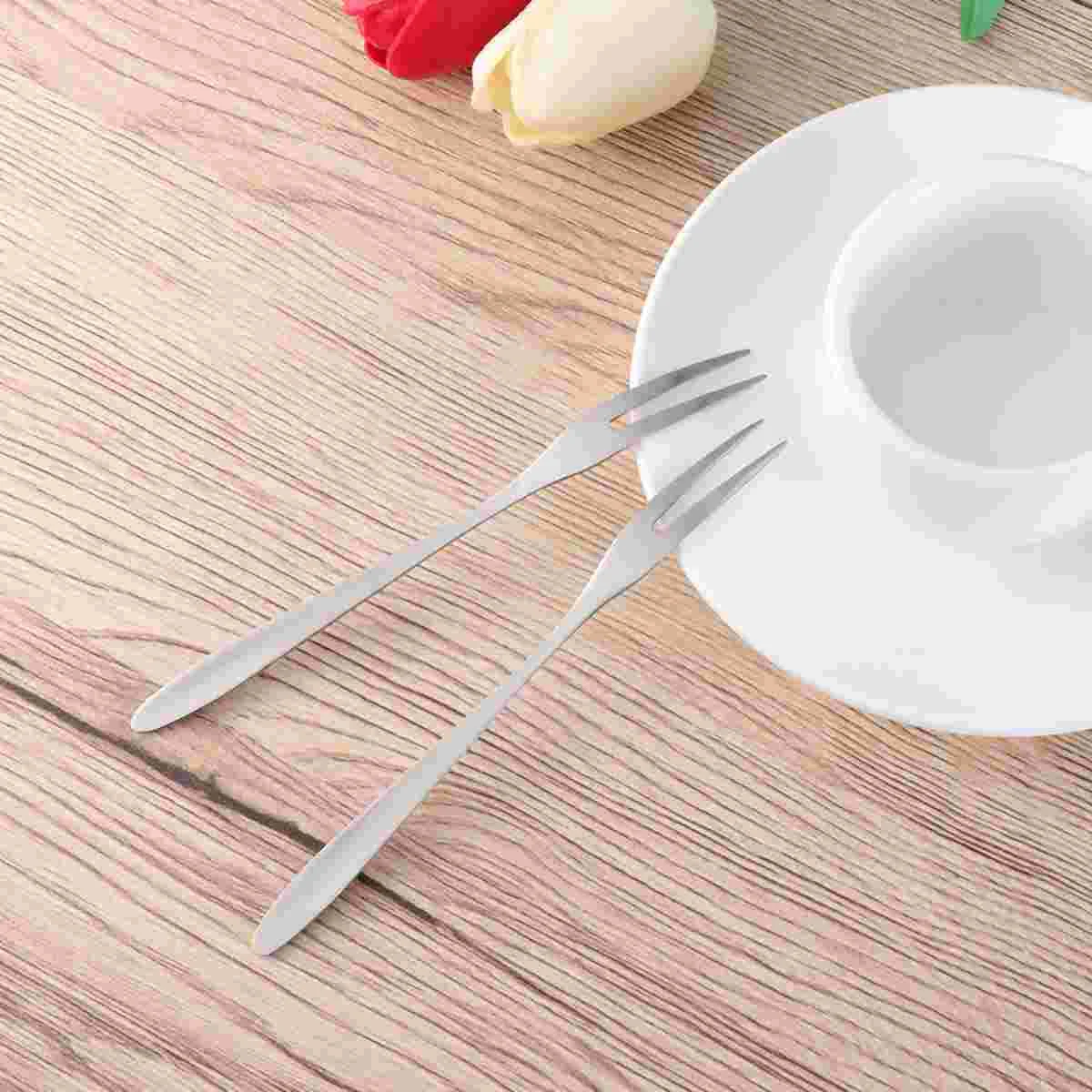 

6pcs Fruit Picks Stainless Steel Practical Safe Tablewear Fruit Picks Cake Forks for Coffe Shop Home