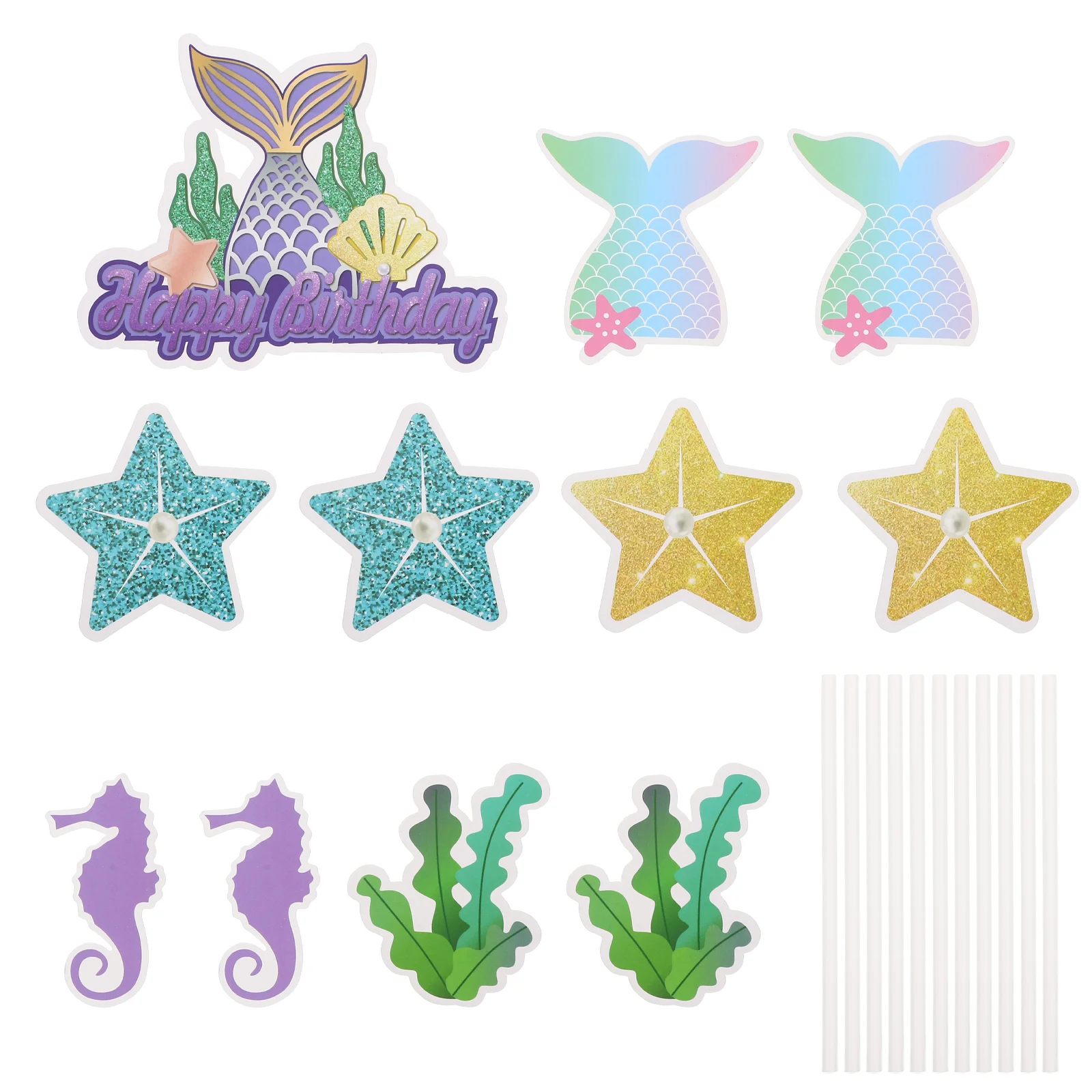 

22Pcs Cupcake Decors Decorative Dessert Toppers Cupcake Toppers Mermaid Themed Dessert Toppers for Cake Dessert Birthday