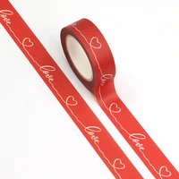2022 new 10pcslot 15mm10m decorative valentine red love and heart washi tape scrapbooking masking tape office mask washi tape
