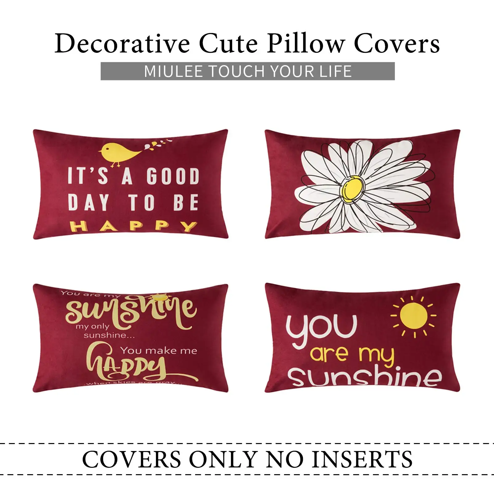 Ты - мой солнечный дейзи весёлая птичка тёмно-красная подушка на пояс для декора дома, возможно индивидуальный заказ, размеры 30*50 и 40*60.