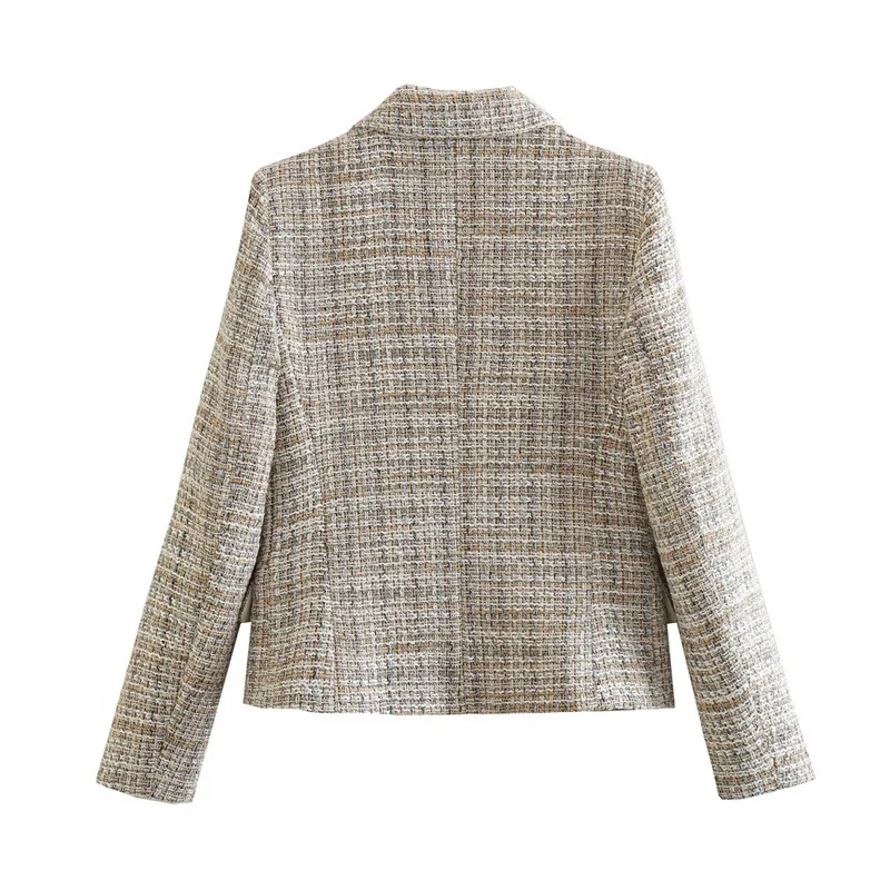 Женский твидовый комплект из 2 предметов с двубортным приталенным пиджаком и