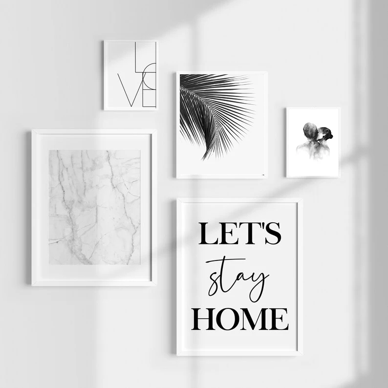 

Nordic Canvas Painting Minimalist Wall Art Poster and Print Modern Abstract Leaf Quote Picture for Home Decor Living Room Decor