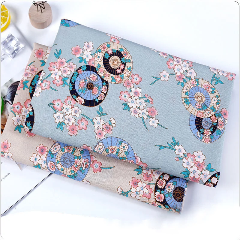 

50*150cm Japanese Style Cotton Floral Printed Fabrics for Sewing Dress Cheongsam Kimono Handmade Diy Patchwork By The Meter