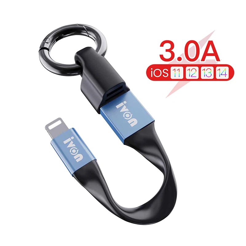 Сверхкороткий брелок 3A USB C кабель для iPhone 13 12 Pro Max 8-Pin Micro зарядный Дата-кабель Xiaomi