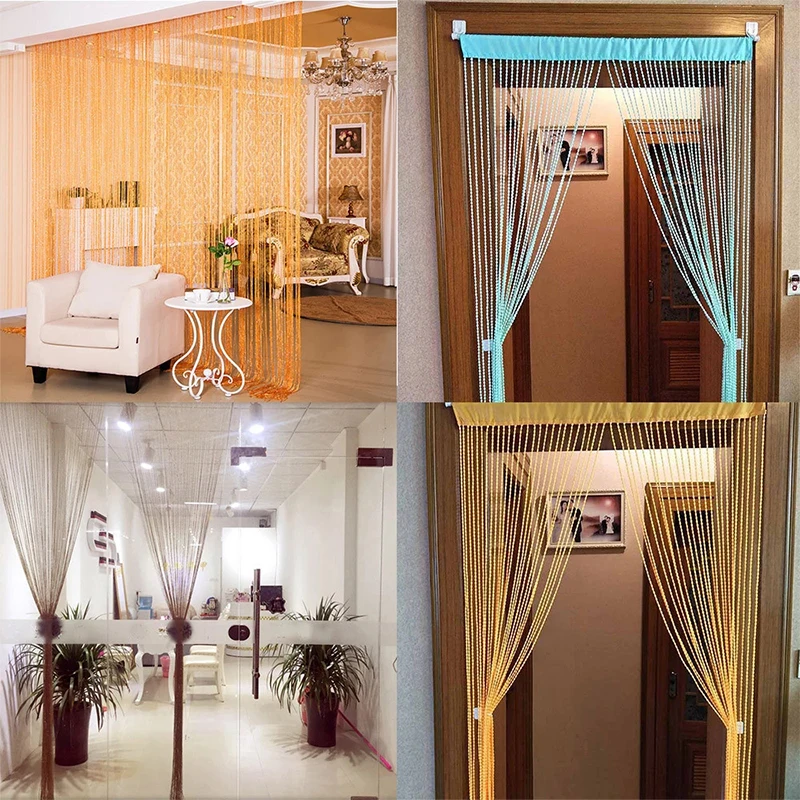

New Ribbon Thread Curtains Screen Living Room Divider String Blind Tassel Curtain Door Wall Window Panel 100cm X 200cm