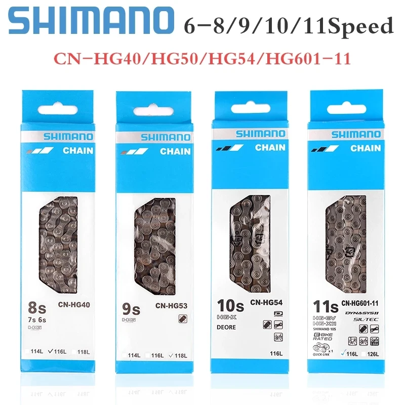 

SHIMANO Bicycle Chains 8/9/10/11/12 Speed HG601 HG701 HG901 HG40 HG53 HG93 HG54 HG95 4601 MTB Road Bike Chain 112/116/118 Links