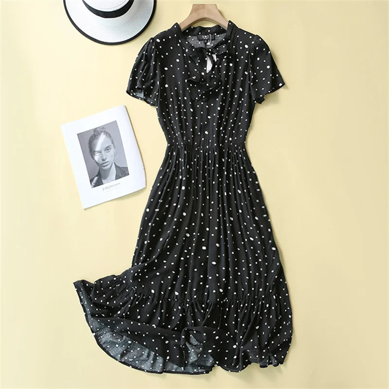 

Temperament French dress for women summer cool short-sleeve Japanese female clothing 2022 spring polka dots skirt femme K254