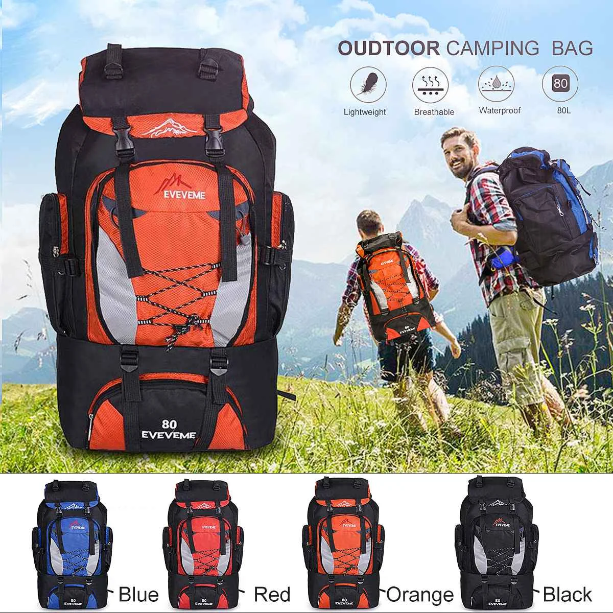 

80L Travel Bag Camping Backpack Hiking Army Climbing Bags Mountaineering Large Capacity Sport Bag Outdoor Military Bag