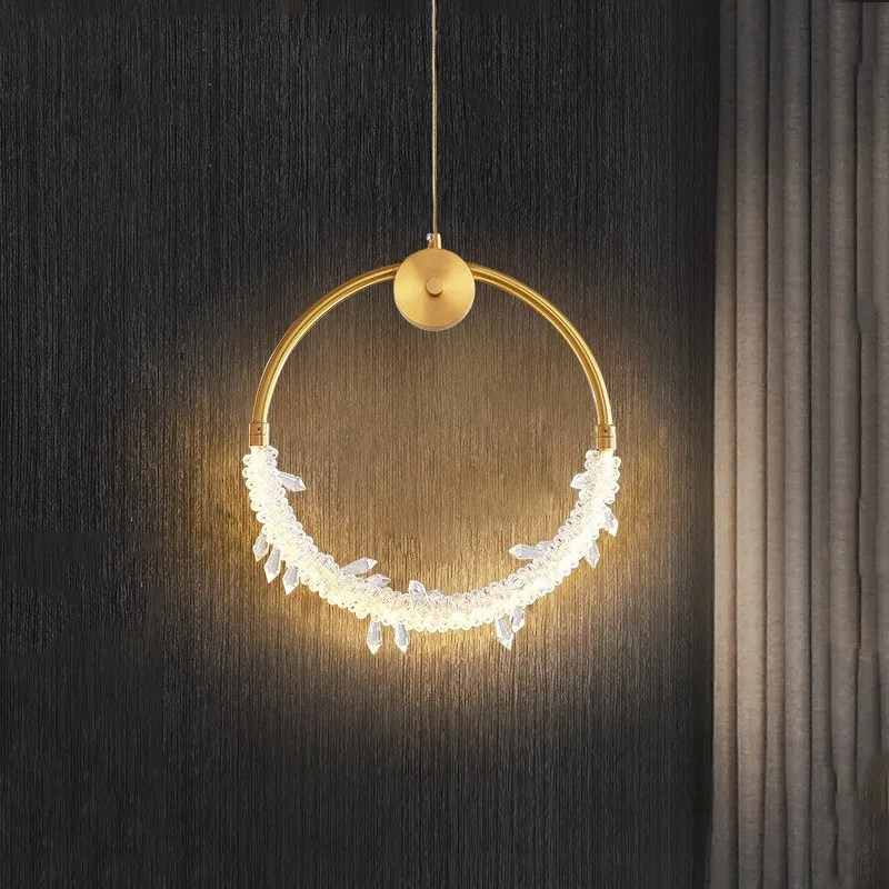 

Новый подвесной светильник, подвесной светодиодный кристаллический золотой светильник, современный роскошный настенный светильник для кухни, бара, спальни, прикроватного столика