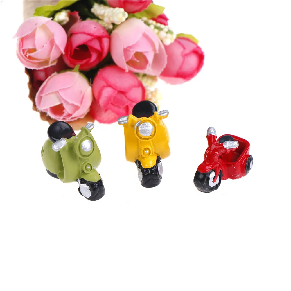

New 1pc Colorful Dollhouse Fairy Motorcycle Crafts Micro Landscape Miniature Resin Tricycle Garden Decoration