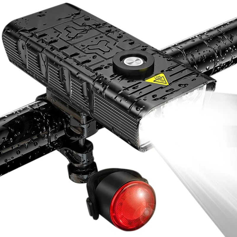 

7000 Lumen Powerful Bike Lights Front And Back,5 LED Super Bright USB Rechargeable Waterproof Bicycle Headlight