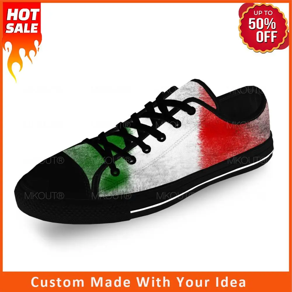 

Italy Italian Italia Flag Patriotic Casual Cloth 3D Print Low Top Canvas Fashion Funny Shoes Men Women Breathable Sneakers