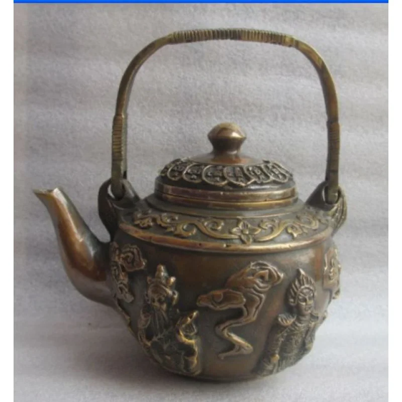 

Китайский старинный медный ручной заварочный чайник с пятью звездами