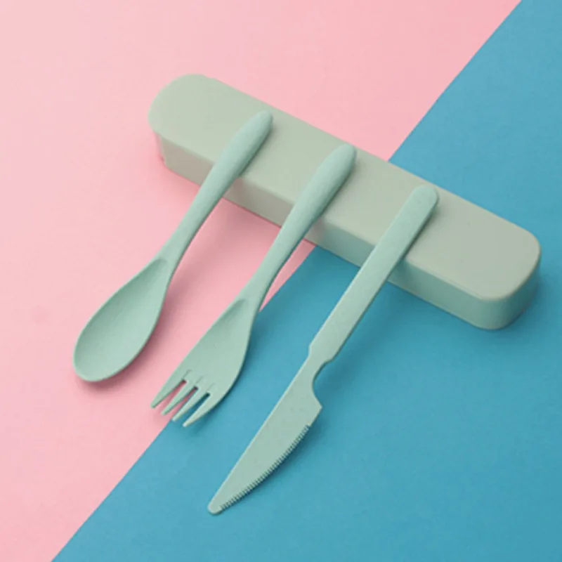 1 компл. (3 шт.) креативный портативный набор столовых приборов с футляром нож