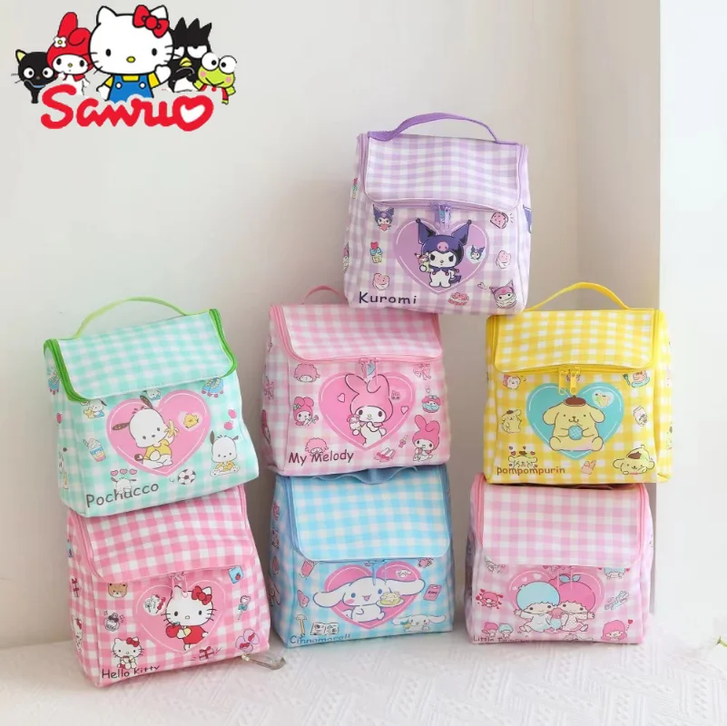 

Sanrio Melody Kuromi Hello Kitty Cinnamoroll Pochacco Japanese Portable Storage Bag Handheld Bag House-shaped Cosmetic Bag