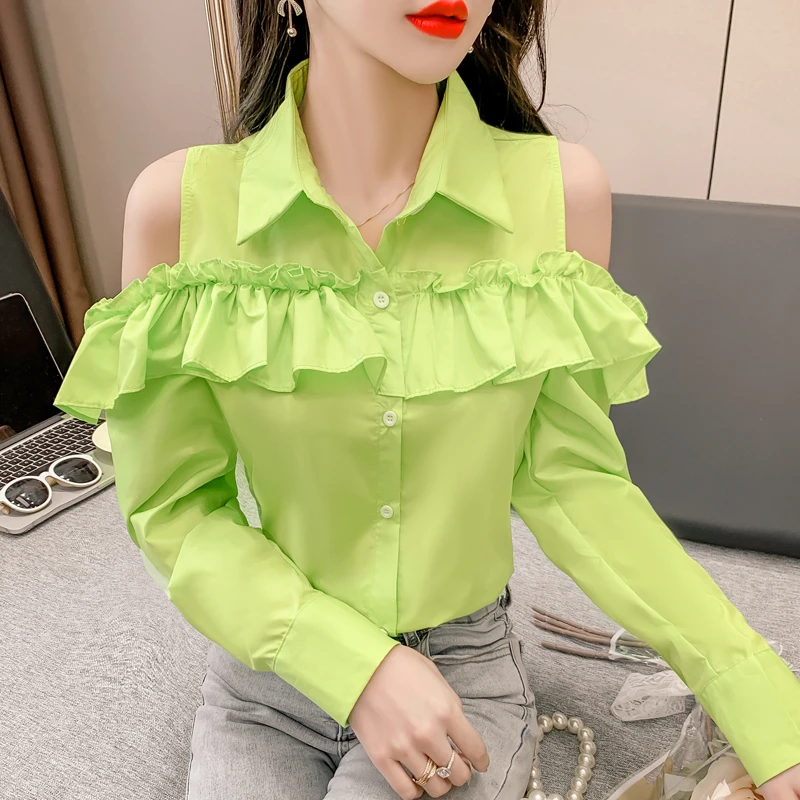 

Рубашка COIGARSAM женские топы весна 2022 новые женские рубашки с оборками и длинным рукавом Прямая поставка