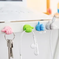 2pcslot multifunctional clip handy holder towel key thumb hooks non marking data cable storage holder kitchen bathroom gadget