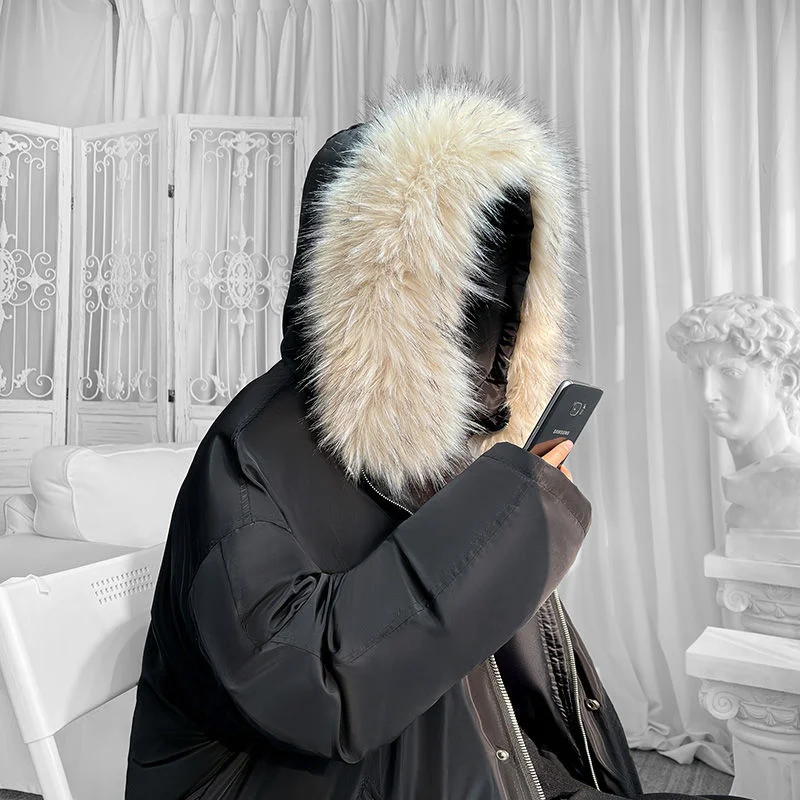Winter Jacket Men Warm Fashion Casual Fur Collar Hooded Thick Jacket Men Korean Loose Black Short Coat Mens Parker Clothes M-2XL