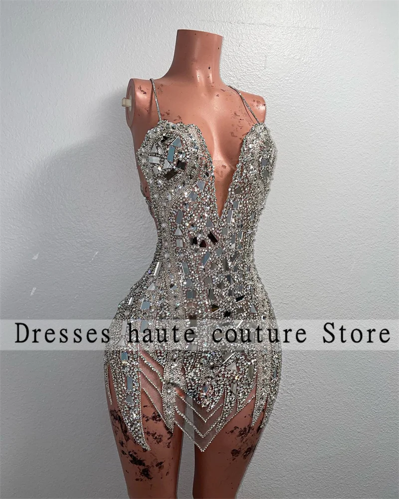 

New Arrival Sparkly Short Prom Dress 2023 For Black Girls Sexy Lace-Up Beads Sequins Mini Cocktail Dresses Birthday Party Dress