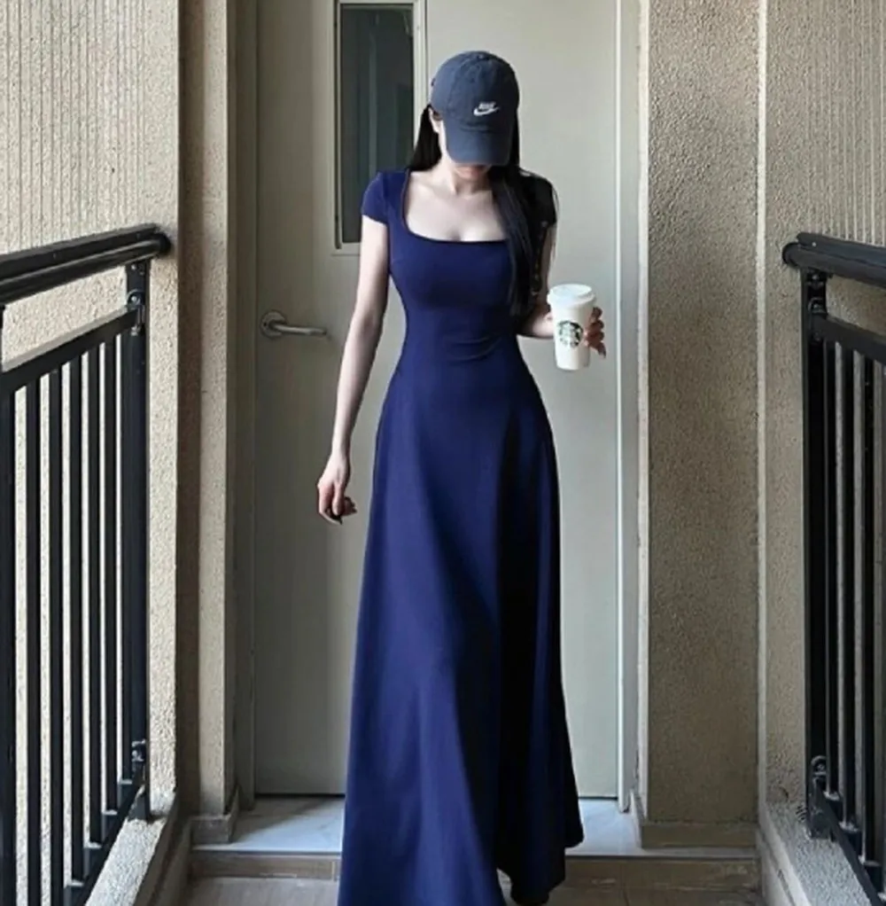 [Brich] Φ длинное платье с квадратным вырезом и бриллиантами (большой размер)