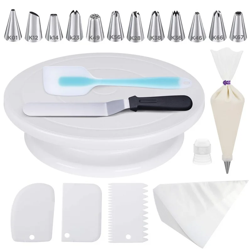 

Sanwish 70-piece Cake Turntable Set Stainless Steel Piping Mouth TPU Piping Bag Silicone Scraper Baking Set Baking Cake Mold